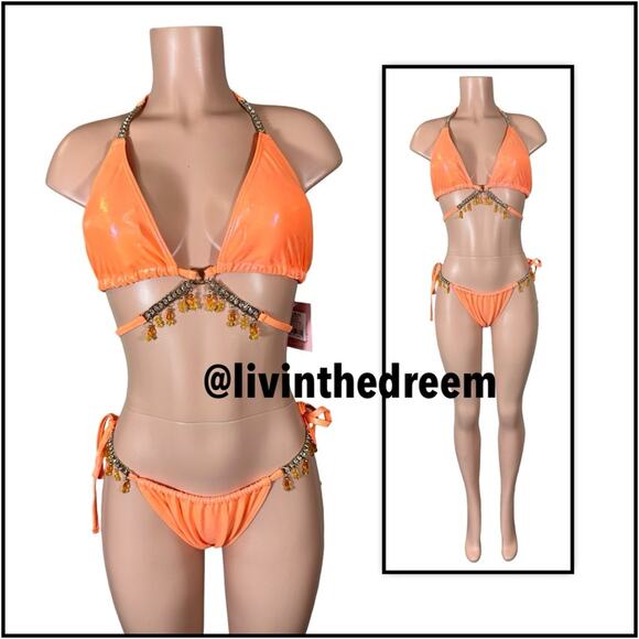 MODA MINX MAGIC IN MAKO WRAP TRIANGLE XL & RUCHED TIE SIDE BIKINI BOTTOMS L $79 - Picture 3 of 14